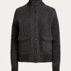 Chaquetas de cachemira Ralph Lauren Glen Plaid gris oscuro para mujer