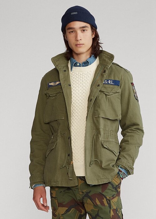Chaquetas de campo icónicas Ralph Lauren para hombre en azul oliva Chaquetas de campo icónicas Ralph Lauren para hombre en azul oliva