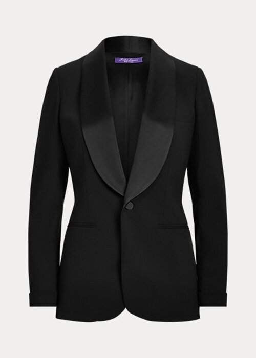 Chaquetas de esmoquin de lana Ralph Lauren Sawyer para mujer, color negro Chaquetas de esmoquin de lana Ralph Lauren Sawyer para mujer, color negro