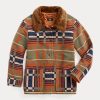 Chaquetas de jacquard con cuello de piel de oveja Ralph Lauren para mujer en color naranja