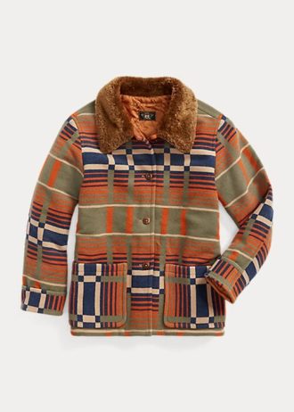 Chaquetas de jacquard con cuello de piel de oveja Ralph Lauren para mujer en color naranja Chaquetas de jacquard con cuello de piel de oveja Ralph Lauren para mujer en color naranja