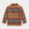Chaquetas de jacquard con cuello de piel de oveja Ralph Lauren para mujer en color naranja