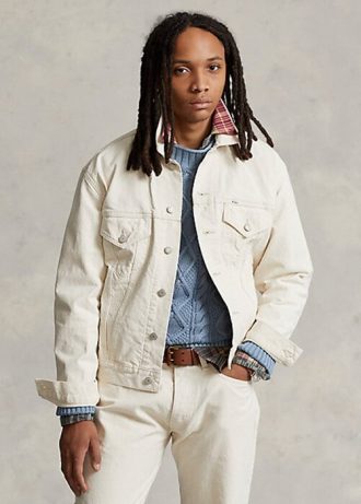 Chaquetas de lona estilo camionero de corte relajado Ralph Lauren para hombre, color blanco