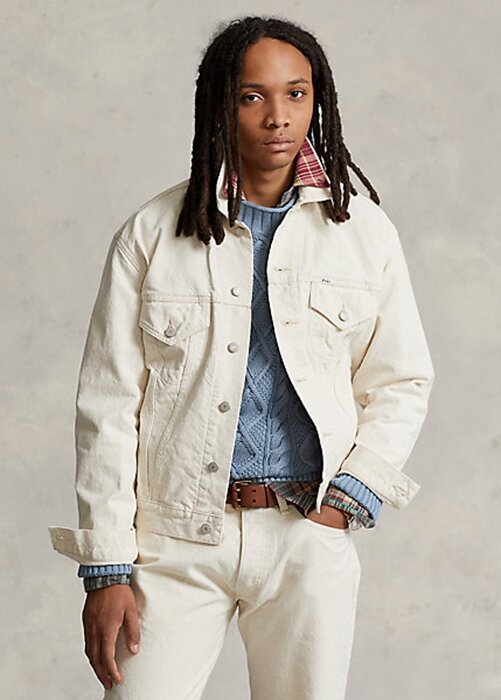 Chaquetas de lona estilo camionero de corte relajado Ralph Lauren para hombre, color blanco Chaquetas de lona estilo camionero de corte relajado Ralph Lauren para hombre, color blanco
