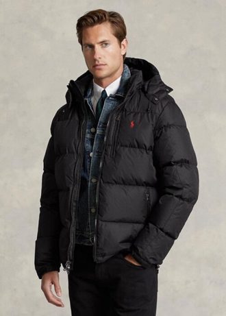 Chaquetas de plumón impermeables Ralph Lauren negras para hombre