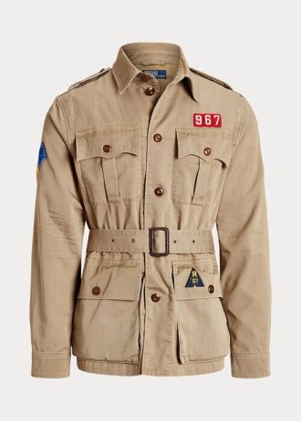 Chaquetas de sarga con cinturón Ralph Lauren para hombre en color marrón