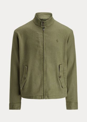 Chaquetas de sarga de espiga en mezcla de lino Ralph Lauren para hombre, color oliva