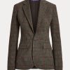 Chaquetas de tweed a cuadros Ralph Lauren Parker para mujer, color oliva/marrón Chaquetas de tweed a cuadros Ralph Lauren Parker para mujer, color oliva/marrón