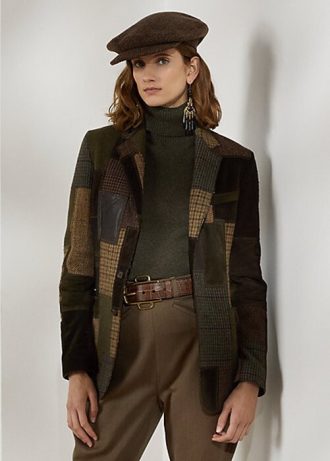 Chaquetas de tweed con patchwork Hailey de Ralph Lauren para mujer en marrón/oliva