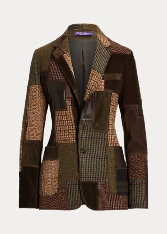 Chaquetas de tweed con patchwork Hailey de Ralph Lauren para mujer en marrón/oliva