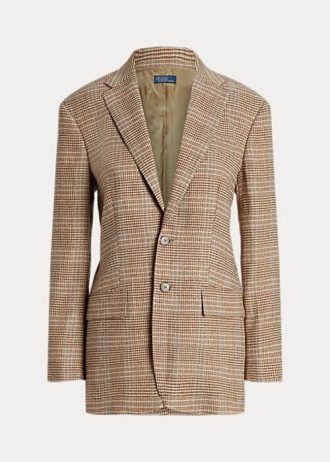 Chaquetas de tweed de lana y lino a cuadros de Ralph Lauren para mujer en color marrón