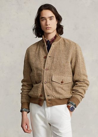 Chaquetas de tweed de mezcla de lino Ralph Lauren para hombre en color marrón