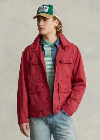Chaquetas de vadeo de sarga Ralph Lauren rojas para hombre