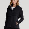 Chaquetas híbridas con capucha plegable Ralph Lauren para mujer, color negro