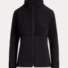 Chaquetas híbridas con capucha plegable Ralph Lauren para mujer, color negro