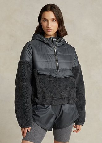 Chaquetas híbridas Ralph Lauren de pelo alto y antidesgarro en gris oscuro para mujer