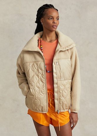 Chaquetas híbridas Ralph Lauren de pelo alto y paneles antidesgarro en beige para mujer