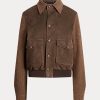 Chaquetas marrones Ralph Lauren Hugh de ante de cordero y espiga para mujer Chaquetas marrones Ralph Lauren Hugh de ante de cordero y espiga para mujer