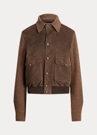 Chaquetas marrones Ralph Lauren Hugh de ante de cordero y espiga para mujer