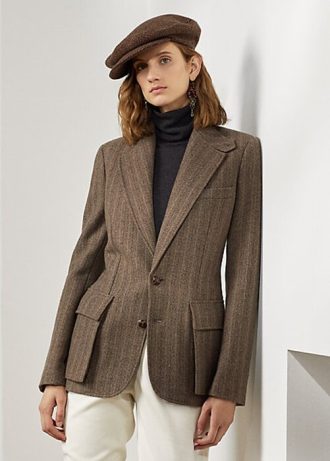 Chaquetas marrones Ralph Lauren Preston con diseño de espiga para mujer
