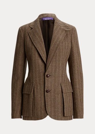 Chaquetas marrones Ralph Lauren Preston con diseño de espiga para mujer