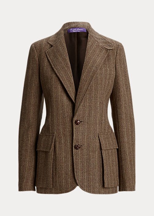 Chaquetas marrones Ralph Lauren Preston con diseño de espiga para mujer Chaquetas marrones Ralph Lauren Preston con diseño de espiga para mujer