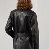 Chaquetas moteras de piel de becerro Ralph Lauren Cadena negras para mujer Chaquetas moteras de piel de becerro Ralph Lauren Cadena negras para mujer