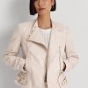 Chaquetas moteras de piel de cordero Ralph Lauren rosas para mujer Chaquetas moteras de piel de cordero Ralph Lauren rosas para mujer