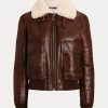 Chaquetas Niketa de merino bruñido de Ralph Lauren para mujer en color marrón