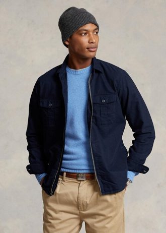 Chaquetas Oxford teñidas en prenda Ralph Lauren para hombre, color azul marino