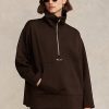 Chaquetas polares Ralph Lauren con cremallera de un cuarto para mujer en color marrón