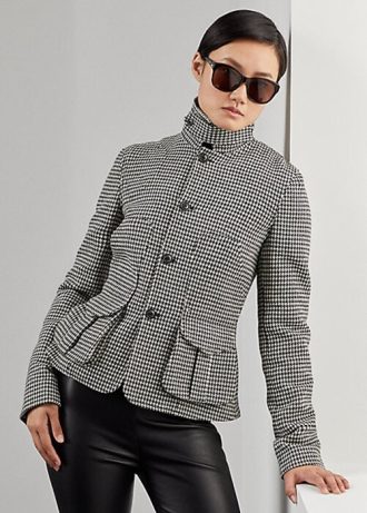 Chaquetas Ralph Lauren Cartwright de mezcla de lana con estampado de pata de gallo en negro y crema para mujer Chaquetas Ralph Lauren Cartwright de mezcla de lana con estampado de pata de gallo en negro y crema para mujer