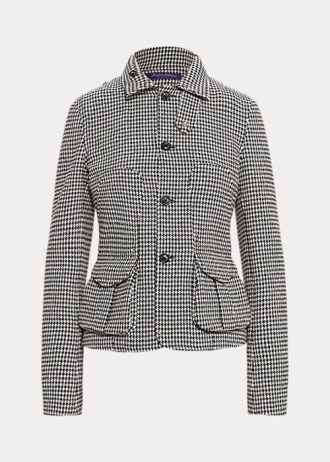 Chaquetas Ralph Lauren Cartwright de mezcla de lana con estampado de pata de gallo en negro y crema para mujer Chaquetas Ralph Lauren Cartwright de mezcla de lana con estampado de pata de gallo en negro y crema para mujer