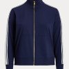 Chaquetas Ralph Lauren de felpa francesa con cremallera completa para mujer en azul marino