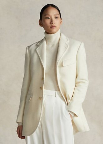 Chaquetas Ralph Lauren de mezcla de lana con diseño de espiga para mujer en color crema Chaquetas Ralph Lauren de mezcla de lana con diseño de espiga para mujer en color crema