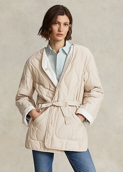 Chaquetas reversibles de tejido antidesgarro acolchado Ralph Lauren en color crema para mujer Chaquetas reversibles de tejido antidesgarro acolchado Ralph Lauren en color crema para mujer