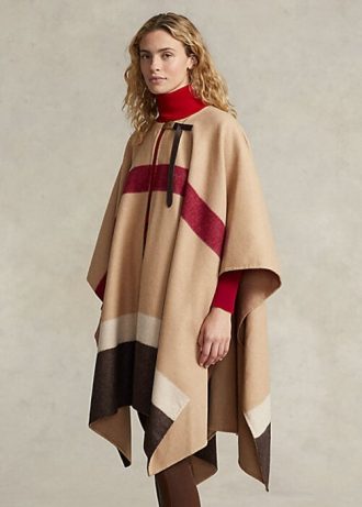 Chaquetas tipo poncho de doble cara a rayas Ralph Lauren Polo ID para mujer, color marrón Chaquetas tipo poncho de doble cara a rayas Ralph Lauren Polo ID para mujer, color marrón