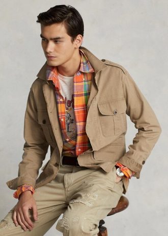 Chaquetas tipo sobrecamisa utilitarias Ralph Lauren Dobby de color caqui para hombre