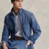 Chaquetas utilitarias de sarga con diseño de espiga de Ralph Lauren para hombre en azul Chaquetas utilitarias de sarga con diseño de espiga de Ralph Lauren para hombre en azul