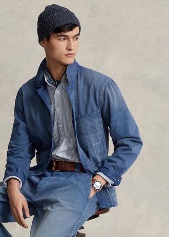 Chaquetas utilitarias de sarga con diseño de espiga de Ralph Lauren para hombre en azul