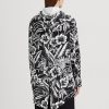 Cortavientos con capucha y estampado floral Ralph Lauren para mujer, color negro y blanco