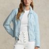 Cortavientos de lino Ralph Lauren azul para mujer Cortavientos de lino Ralph Lauren azul para mujer