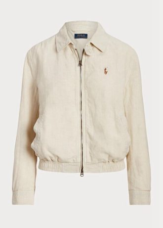 Cortavientos de lino Ralph Lauren blanco para mujer