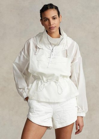 Cortavientos Ralph Lauren translúcido plegable para mujer, color blanco