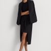 Falda midi de jersey elástico con lazo frontal para mujer de Ralph Lauren, color negro