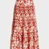 Falda midi plisada de satén con estampado de rosas de Ralph Lauren para mujer Falda midi plisada de satén con estampado de rosas de Ralph Lauren para mujer