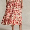 Falda midi plisada de satén con estampado de rosas de Ralph Lauren para mujer Falda midi plisada de satén con estampado de rosas de Ralph Lauren para mujer