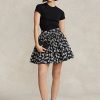 Faldas acampanadas con estampado floral de Ralph Lauren para mujer, en blanco y negro