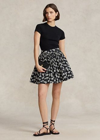 Faldas acampanadas con estampado floral de Ralph Lauren para mujer, en blanco y negro