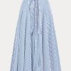 Faldas acampanadas de algodón a rayas Ralph Lauren para mujer, blancas y azules Faldas acampanadas de algodón a rayas Ralph Lauren para mujer, blancas y azules